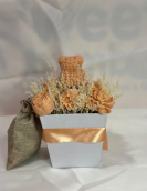 Caixa Ursinho com Flores de Cera e Bombons